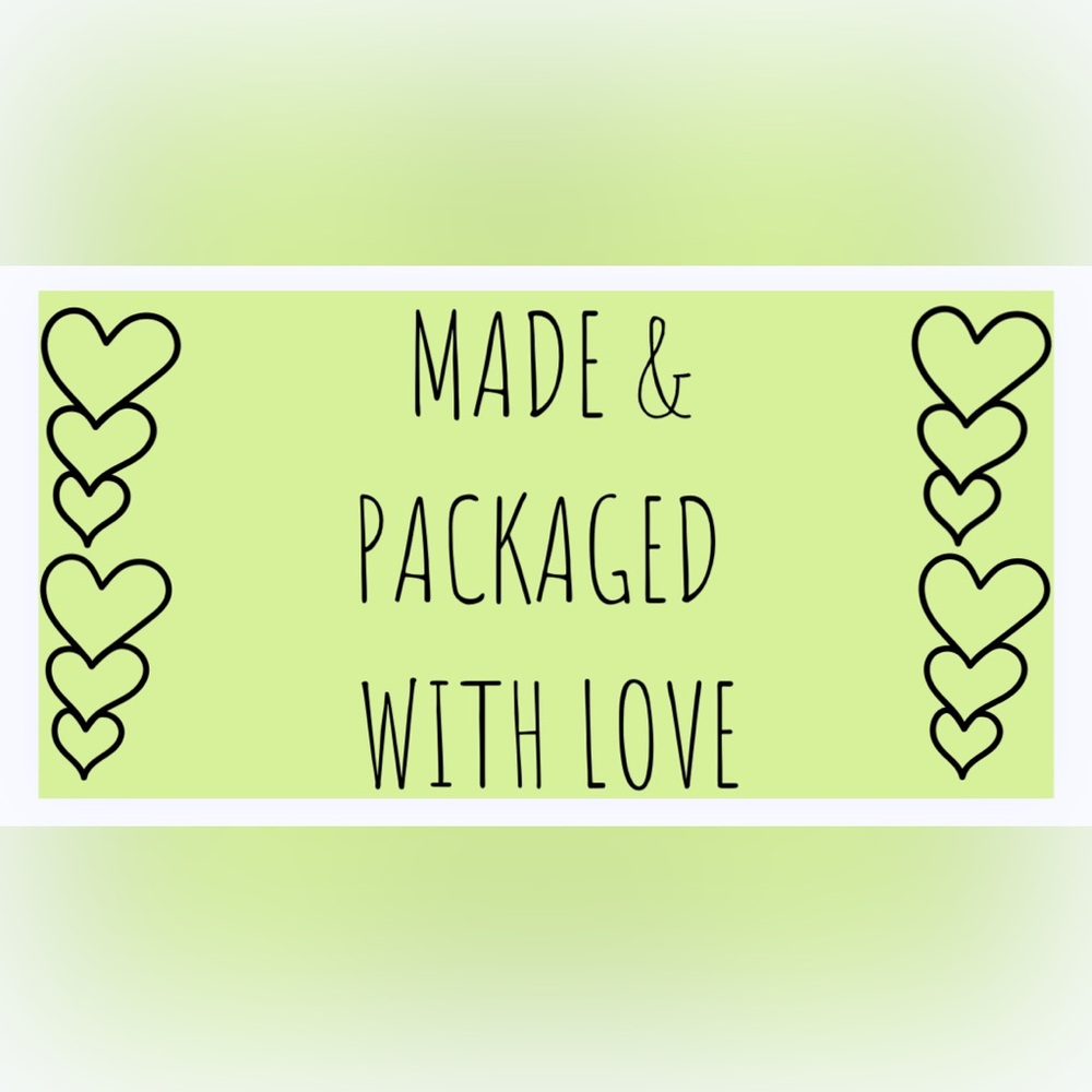 30 STICKERS - 2” x 1” - “MADE & PACKAGED ‘WITH LOVE’” - PRODUCT OR SHIP LABEL
